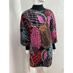 Farm Rio Shell Sweater Dress Bishop Sleeves Sz S